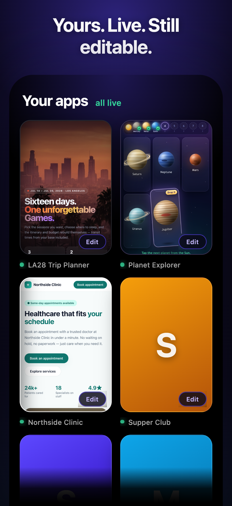 The library of apps built with Hope, all live and editable