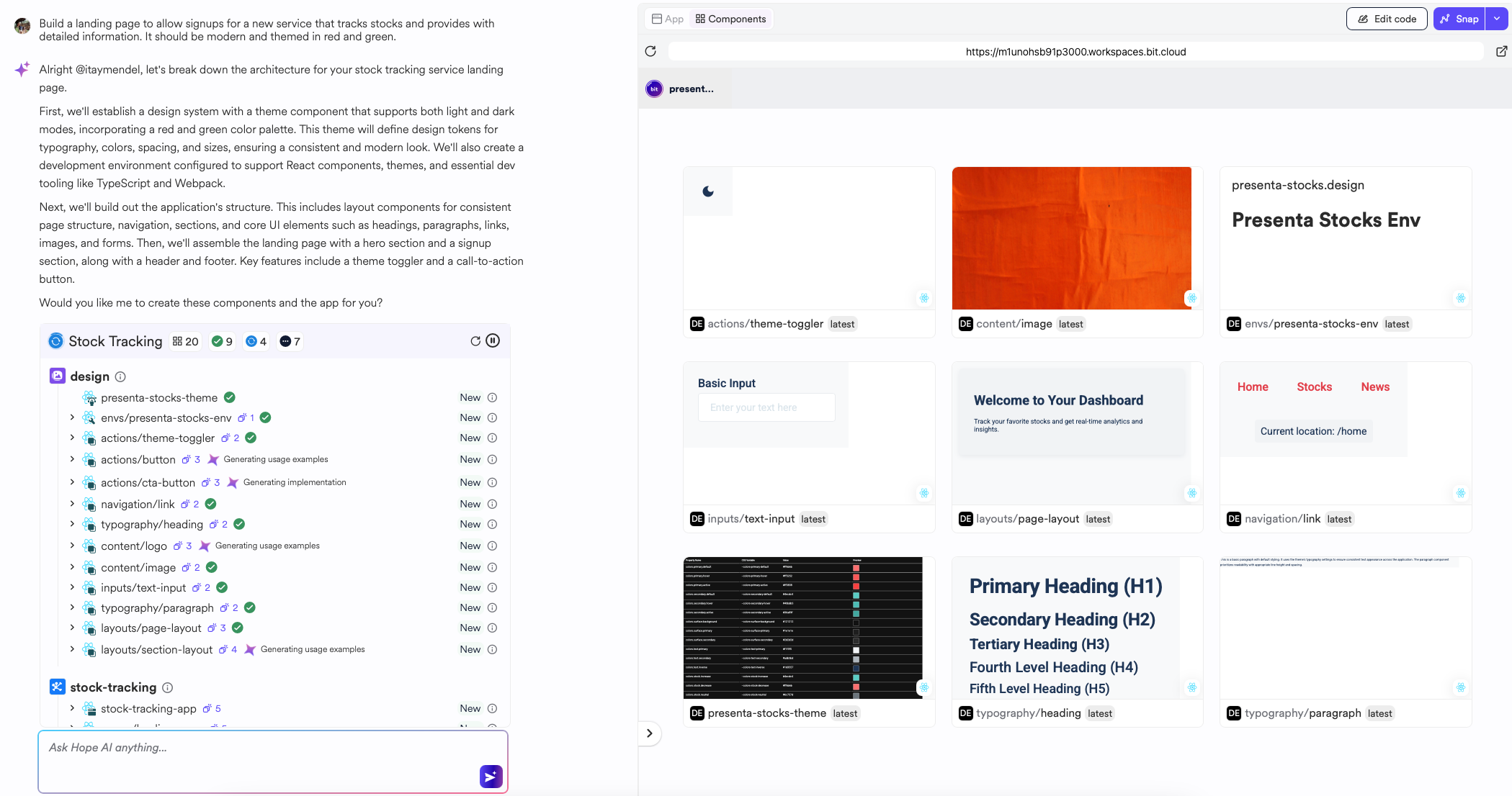 Hope generating components, component previews available