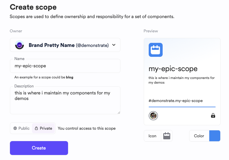 Create scope form