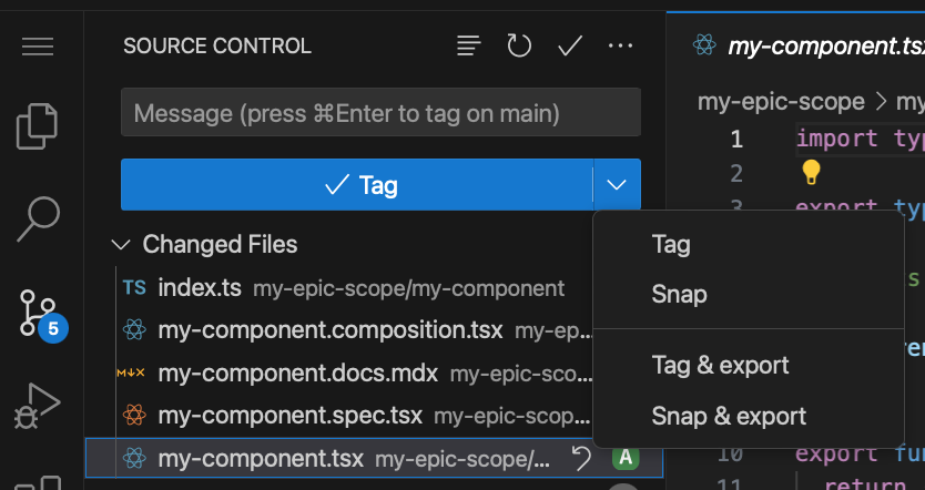 Snap and export changes