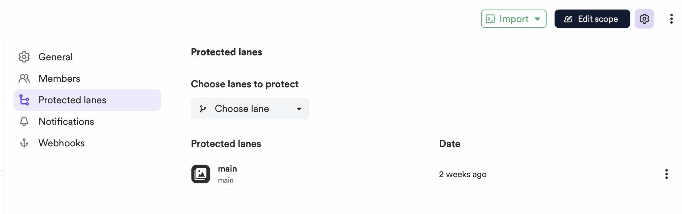 Protected lane in a scope