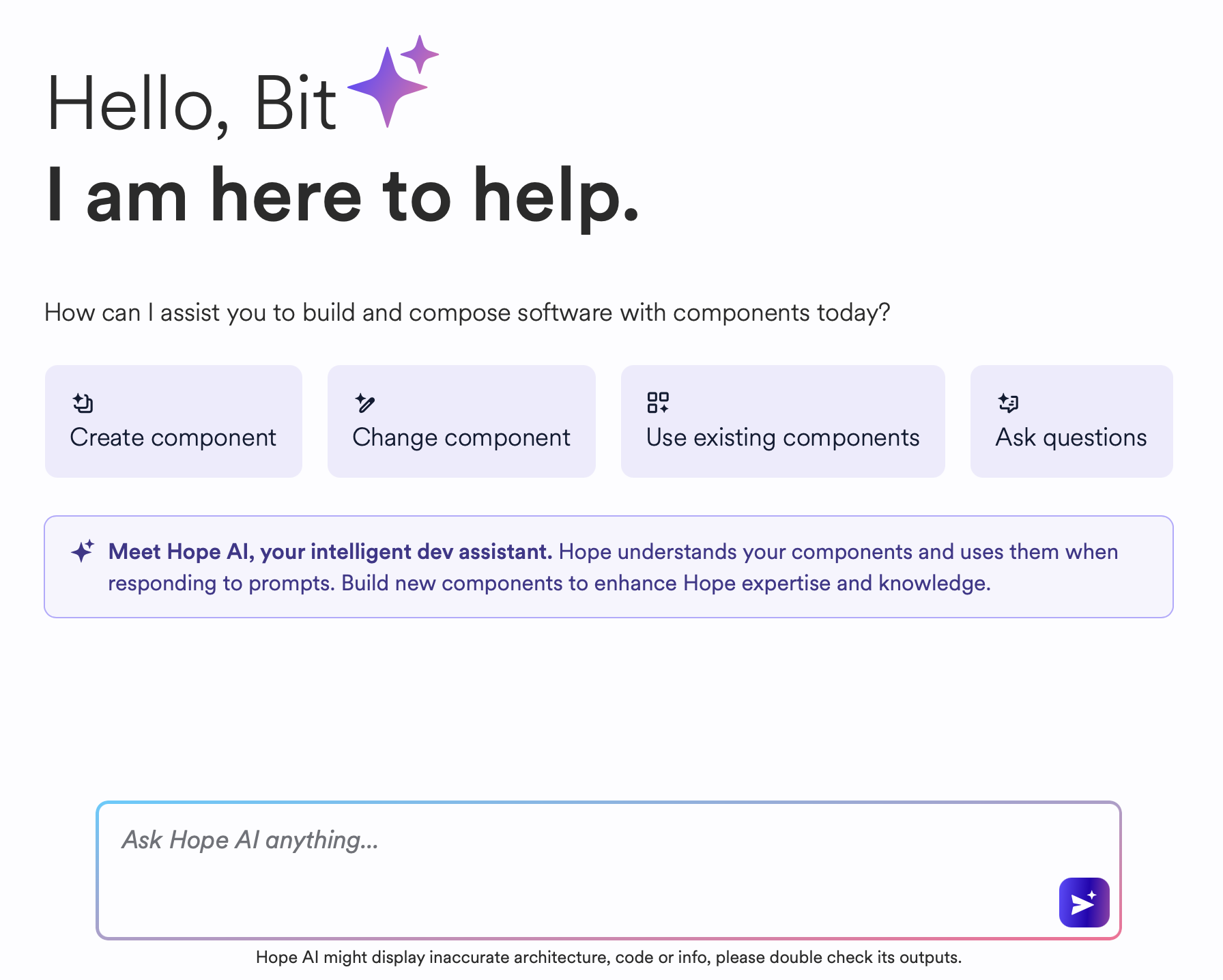 Hope AI dashboard