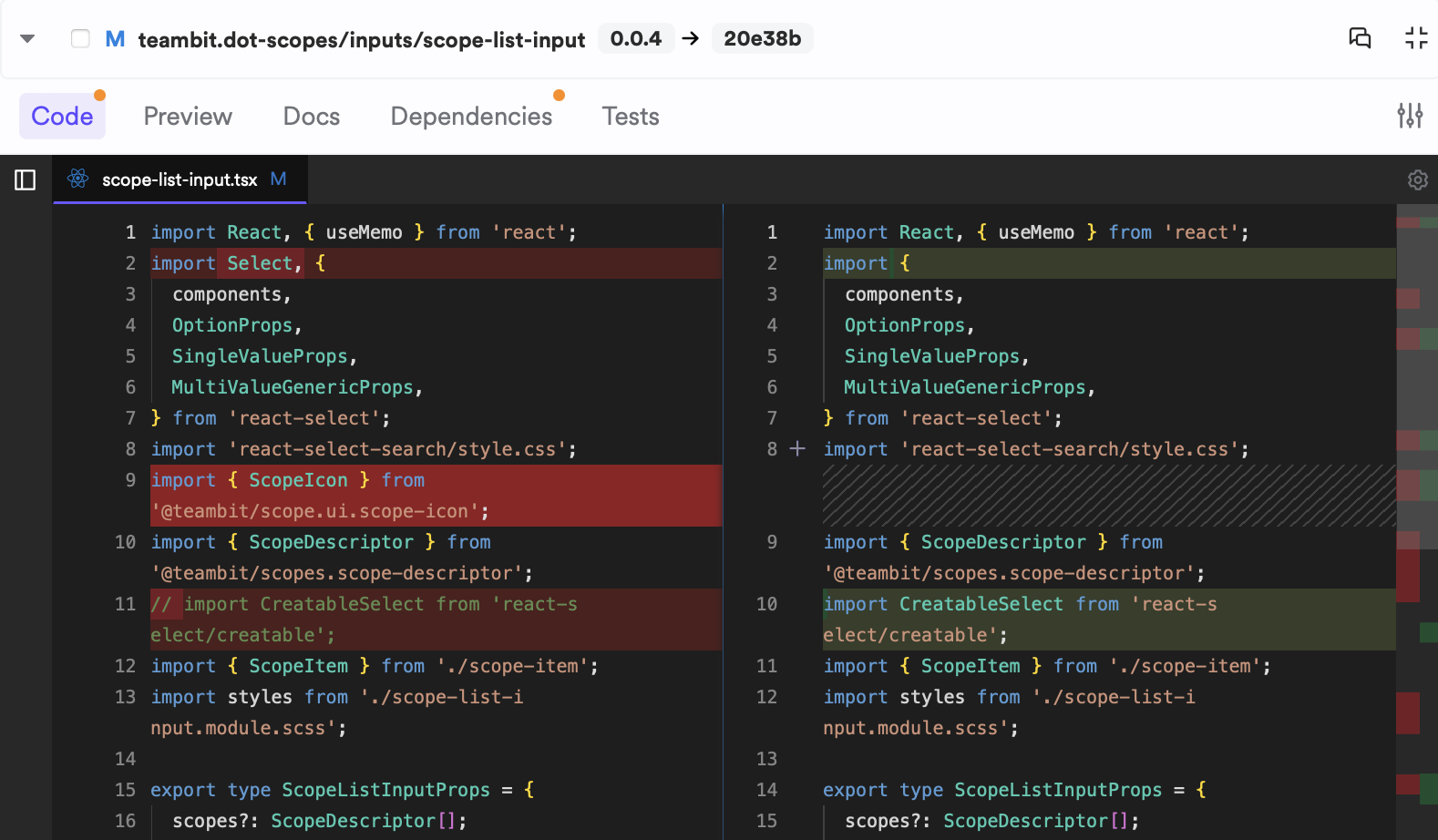 Code changes
