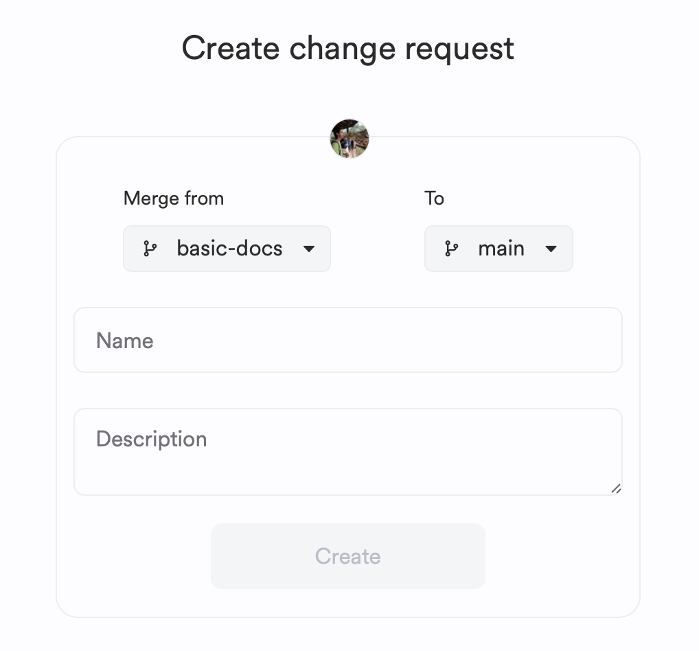 Change Request create form